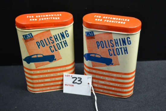 Pair of GM Polishing Clothes in Original Metal Containers