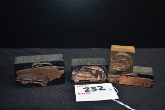Group of 4 Printer's Plates including 1947 and 1955 Chevrolet