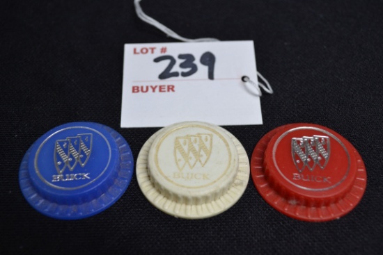 Group of 3 Plastic Buick Resealable Bottle Caps