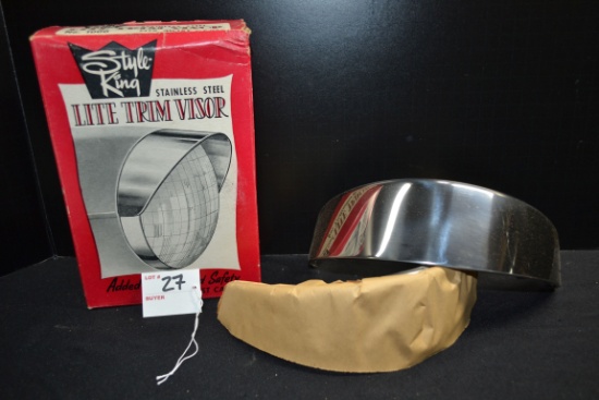 Pair of Style-King Stainless Steel Lite Trim Visors in Original Box; NOS