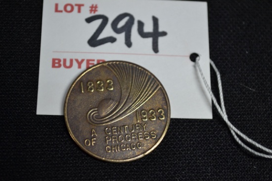 1833-1933 "A Century of Progress" Johnson Winged 70 Gasoline Collector's Coin