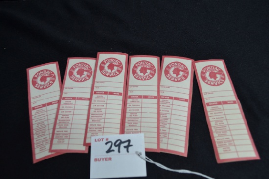 Group of Pontiac Service Maintenance Cards; NOS