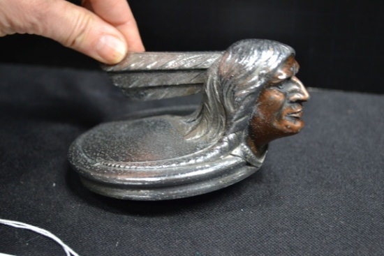 1929 Pontiac Indian Radiator Cap/Hood Ornament; Missing Part of Rim