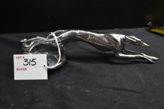 1929-31 Lincoln Greyhound Radiator Cap/Hood Ornament; Leg has crack.; 8-1/2"x2-1/2"