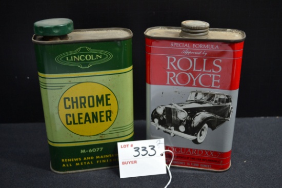 Lincoln Chrome Cleaner NOS and Rolls Royce Car Wax Sealer (Partial) Pint Size Tins