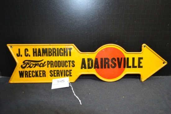 J.C. Hambright Ford, Adairsville, Wrecker Service Advertising Sign; 19"x5"