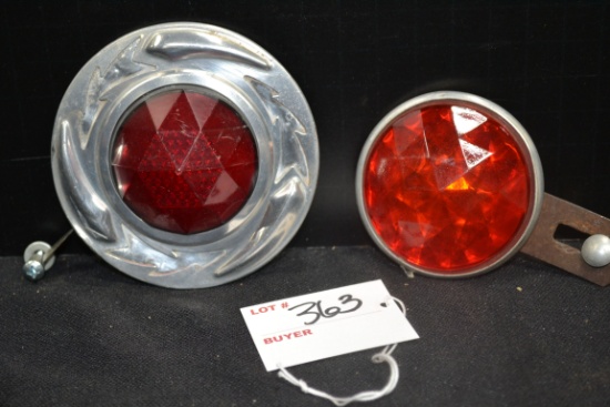 Bicycle Reflector w/Lighting Bolt Wizard 3-1/2" and Red Glass Faceted Reflector 2-1/2"