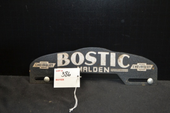 Bostic Malden Chevrolet License Plate Topper; 10"x3-1/2"