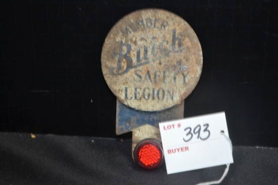 Buick Safety Legion License Plate Topper w/Red Reflector; 5"x3"