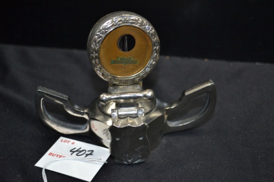 Boyce MotoMeter Radiator Cap/Hood Ornament w/Handles; Missing Badge; 4-1/2"x6"