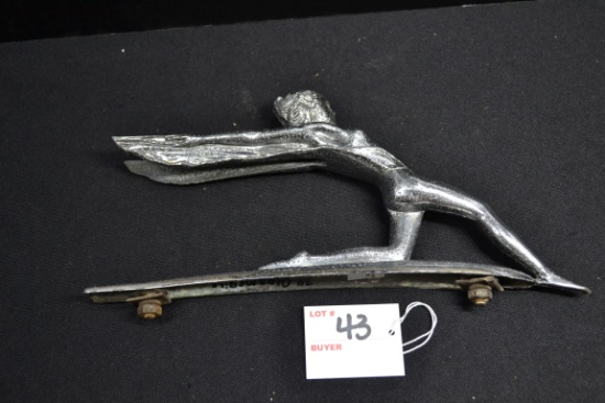 1934 Oldsmobile Flying Goddess Hood Ornament; 10"x5"; Some Pitting