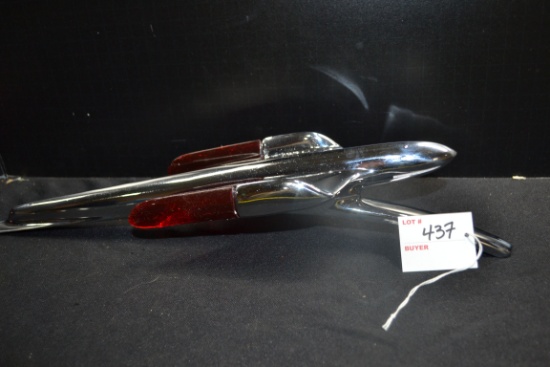 1948 Oldsmobile 60 and 70 Series Hood Ornament w/Red Lucite Insert; 16" Length