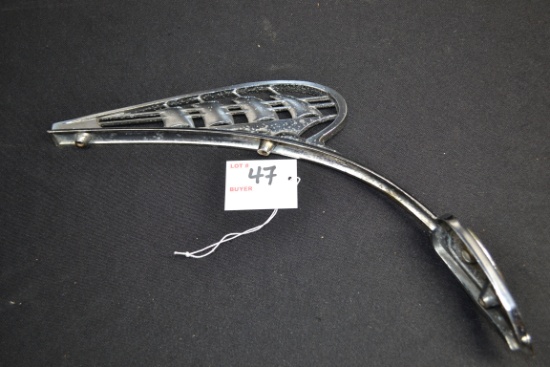 1938 Plymouth Mayflower Hood Ornament w/Plymouth Shield on Front; 14"x8"