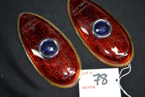 Pair of 1938-39 Ford Blue-Eye Teardrop Tail Lights
