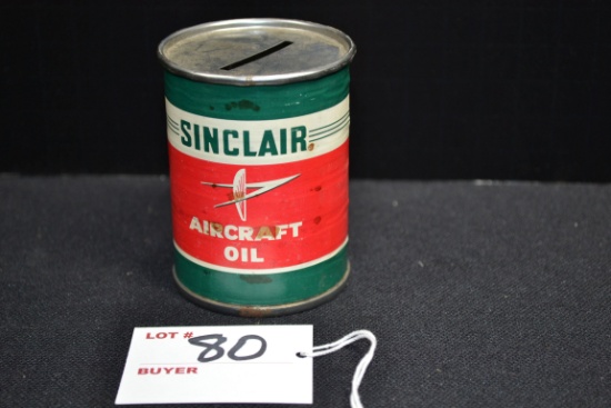 Sinclair Aircraft Oil Metal Coin Bank; 3"