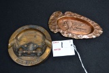 Pair of Metal Advertising Ashtrays including Pontiac and General Motors