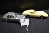 Pair of Chevrolet Plastic Collector's Cars including  1976 Corvette Stingray and 1977 Chevette