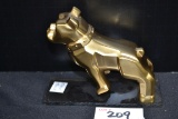 Mack Truck Bulldog Gold-Toned Hood Ornament Mounted on Plexiglass; 5