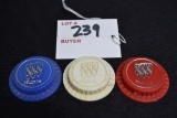 Group of 3 Plastic Buick Resealable Bottle Caps