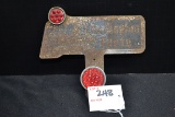 Burlington Route License Plate Topper w/Two Red Bubble Reflectors; 6