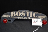 Bostic Malden Chevrolet License Plate Topper w/Two Red Jeweled Reflectors; 10