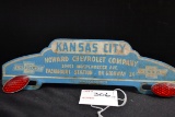 1940 Howard Chevrolet Co., Kansas City, Advertising License Plate Topper w/Red Plastic Reflectors
