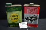 Lincoln Chrome Cleaner NOS and Rolls Royce Car Wax Sealer (Partial) Pint Size Tins