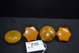 Group of 4 Yellow/Swirl Bakelite Shift Knobs