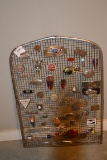 Car Grill w/Large Assortment of Car/Truck Grill Badges including Ford, Buick, Chevrolet, Hudson, Stu