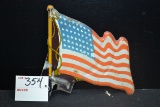 American Flag Pressed Metal License Plate Topper; 5-1/2