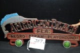 American Beach, FL, Negro Ocean Playground Cast Metal License Plate Topper w/Green Reflectors; 11
