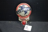 Globe Gasoline Pressed Metal License Plate Topper w/Red Reflector; 5