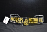 Heger Motor Co., Paola, KS, License Plate Topper; 10