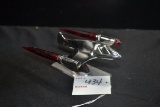Rocket Ship Hood Ornament Mounted on Metal Base; 6