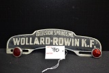 Wollard-Rowan K.F., Excelsior Springs, Missouri, License Plate Topper w/Jeweled Reflectors; 10