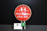 International Harvester Glenn W. Jahns, Racine, Minnesota, License Plate Topper w/Jeweled Reflector;