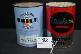 Pair of Full Motor Oil Quart-Size Cans including Buick and Hudson