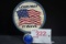 Long May It Wave Reflective License Plate Topper w/Blue Reflector; 4-1/2