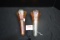 Pair of 1927 Iridescent Marigold Carnival Glass Crackle Pattern Car Bud Vases w/One Bracket; 7