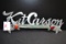 Kit Carson Cast Aluminum License Plate Topper w/Red Jeweled Reflectors; Made in Atchison, KS
