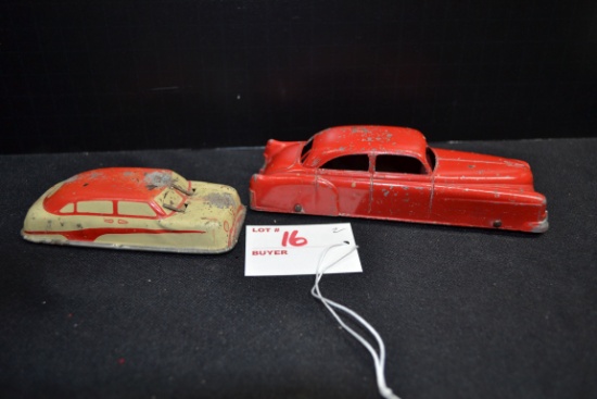 Arco Pressed Tin 4" Toy Car and Tootsie Toy Pressed Metal 6" Toy Car