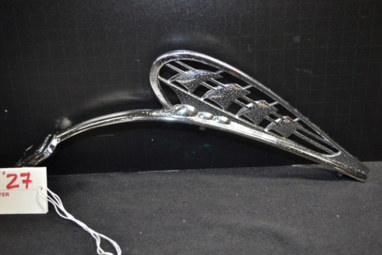 1938 Plymouth Mayflower Ship Hood Ornament; Missing Front Badge; Some Pitting; 13"x5"