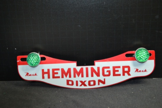 Newer Nash Hemminger Dixon License Plate Topper w/Green Jeweled Reflectors