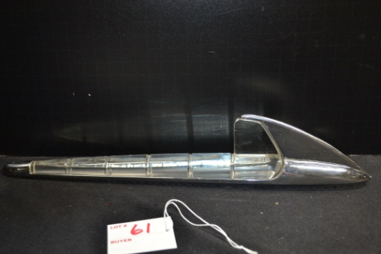 1941 Oldsmobile Shark Fin Hood Ornament w/Clear Plastic Insert