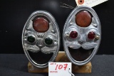 Pair of 1931-32 Chevrolet NOS Guide Tail Lights w/Aftermarket Cat's Face Rims
