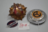 GMC Radiator Cap, Marching Chevroliers Grill Emblem, and Overland Grill Emblem