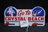 Crystal Beach License Plate Topper w/Red Reflectors
