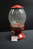 1930s Simpson Penny Gumball/Peanut Dispenser; Cast Iron w/Glass Dome; 11
