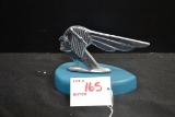 1930s Indian Chief Art Deco Hood Ornament Mounted on Wooden Base; Possibly for Bicycle; 4-1/2