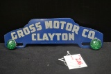 Gross Motor Co., Clayton, License Plate Topper w/Green Reflectors; 10